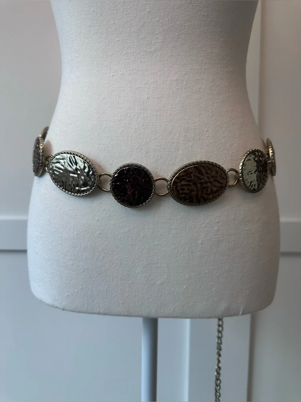 Chico’s Boho Concho Mixed-Metal Chunky Chain Belt Copper Gold Tone Metals